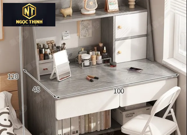 BÀN LÀM VIỆC BẰNG GỖ CÓ KỆ TIỆN LỢI